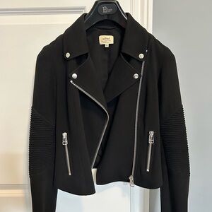 Wilfred Black Leather Jacket with Silver Details